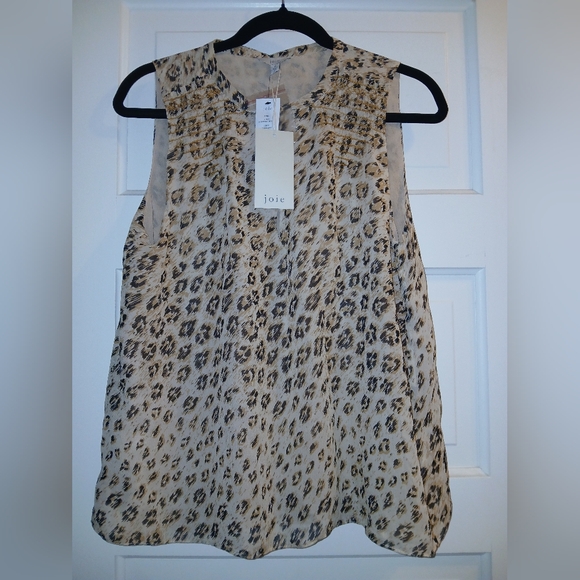 NWT Joie Leopard Print Silk Tank Corie Blouse Cappuccino Layering Size Medium - Picture 12 of 12